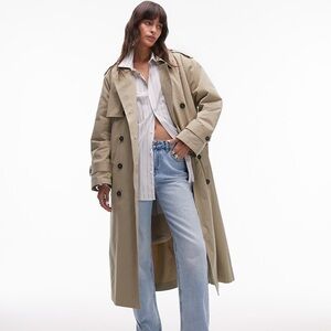 ASOS Design Topshop 2 In 1 Borg Trench Coat In BROWN NWOT